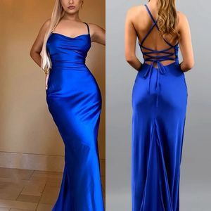La Femme Royal Blue Ribbon Back Formal Gown NWT Size 6